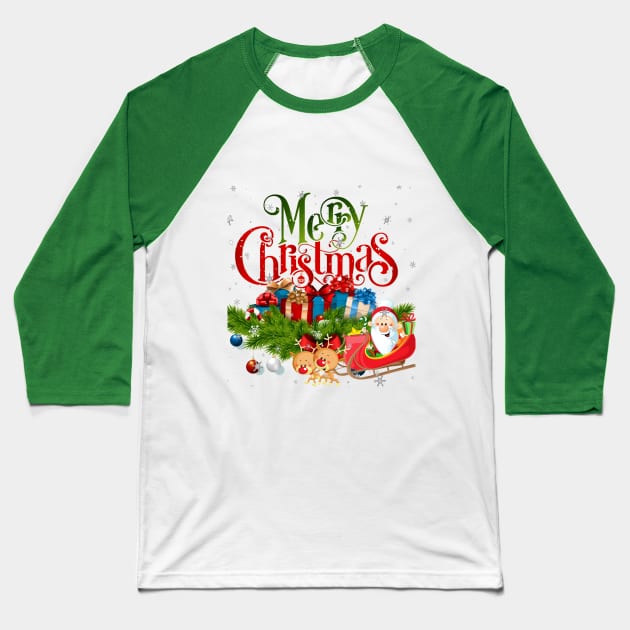 Merry Christmas T-Shirt Baseball T-Shirt by mizocrow